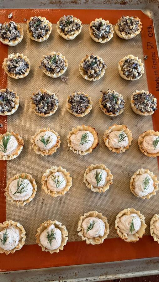 A tray of mini tart canapes