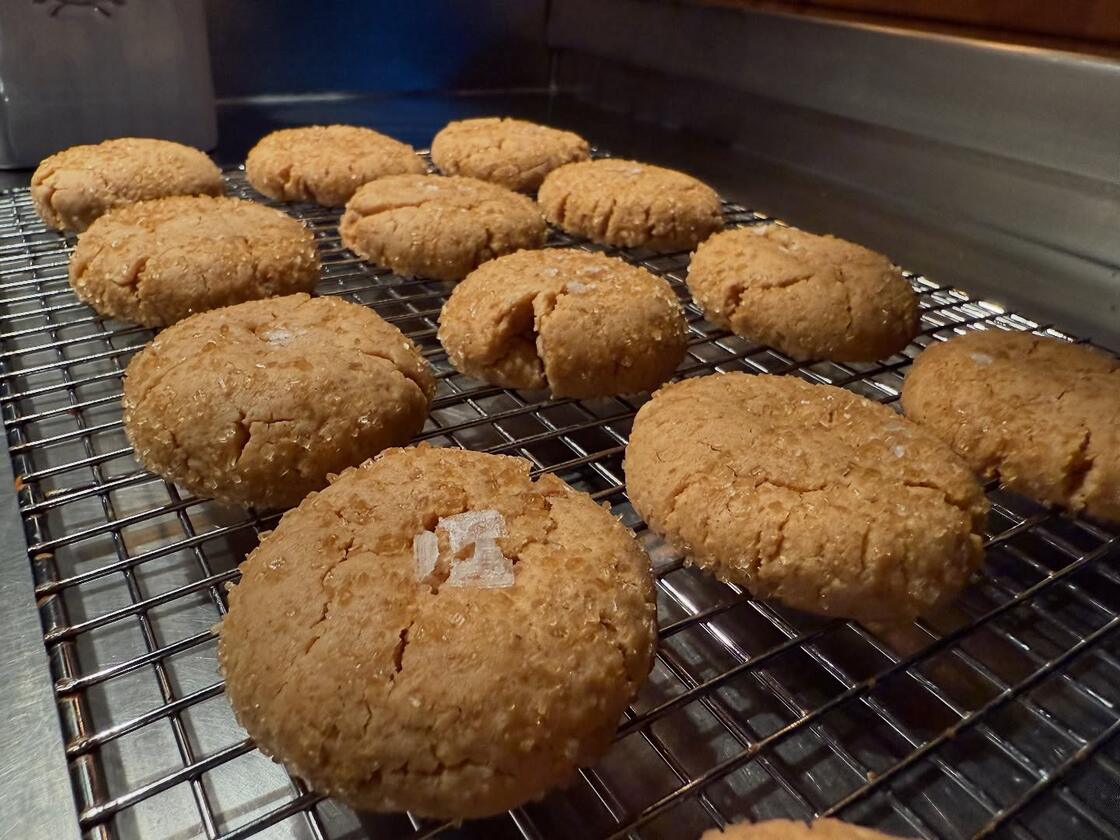 Cookies cooling on a wire rack