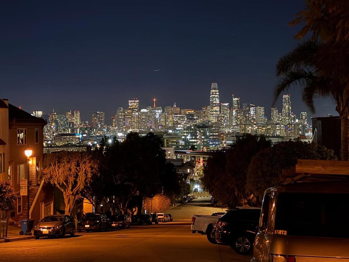 The San Francisco skyline at night