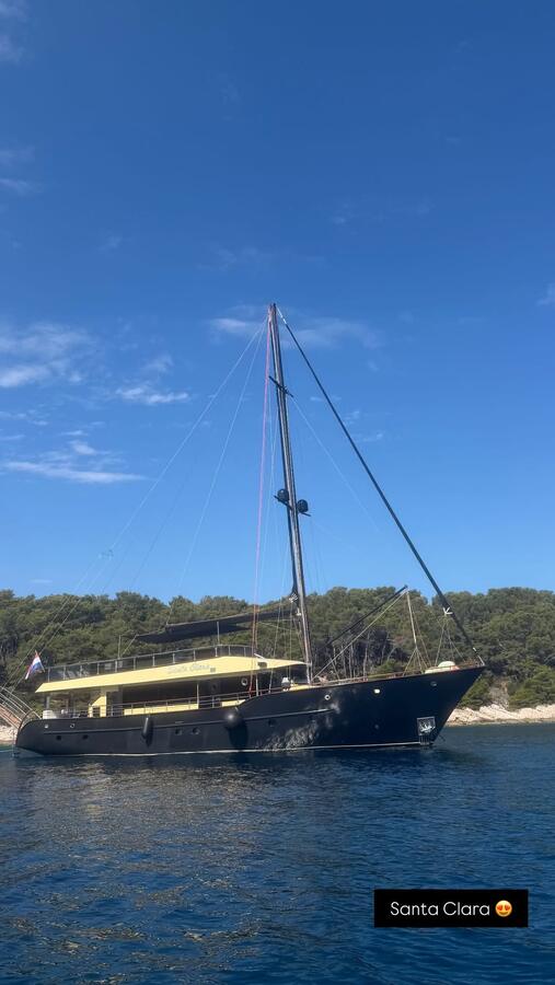 A sailboat on flat water